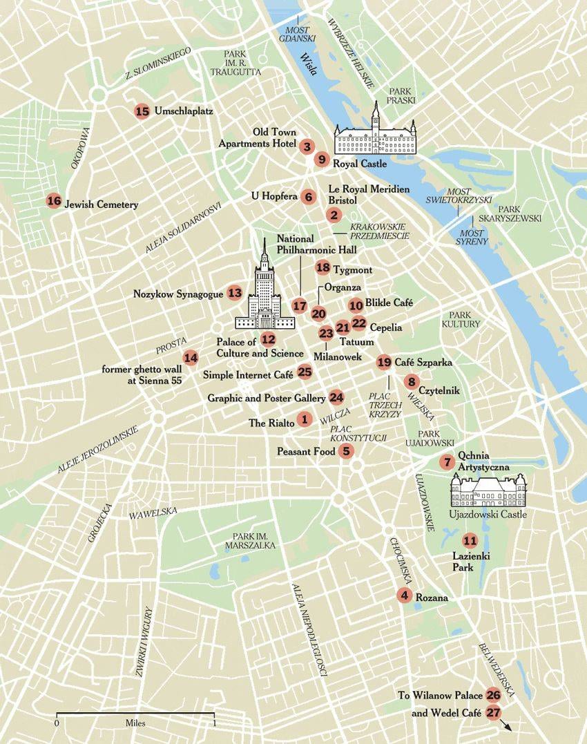 ワルシャワの観光名所、見どころ、博物館、史跡、モニュメント、ランドマークの観光地図